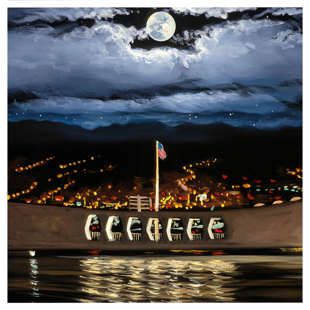 The US flag with some city lights background by Hawaii artist Walfrido Garcia