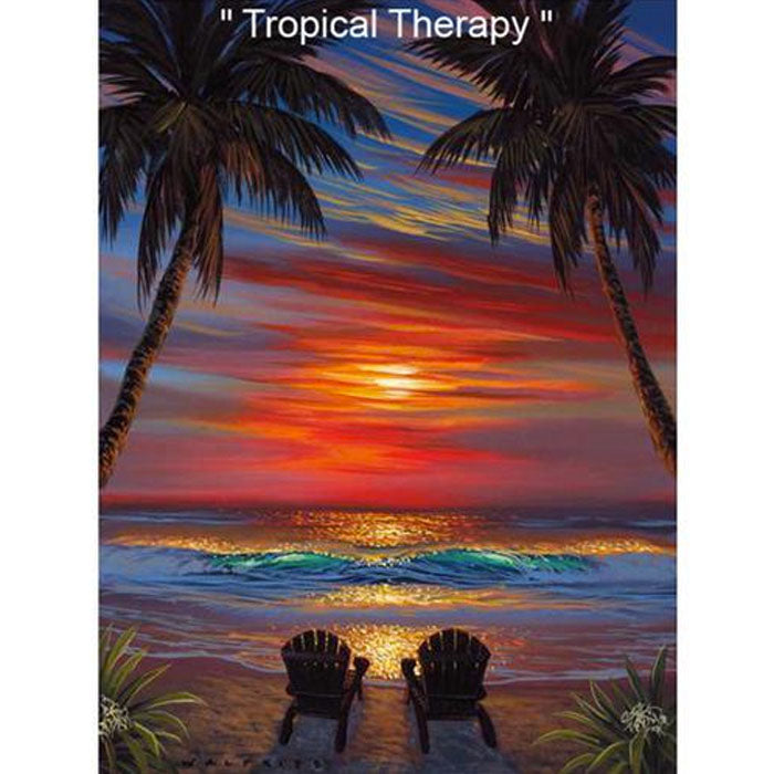 Tropical Therapy by Hawaii Artist Walfrido featuring a perfect spot for a relaxing day at the beach.