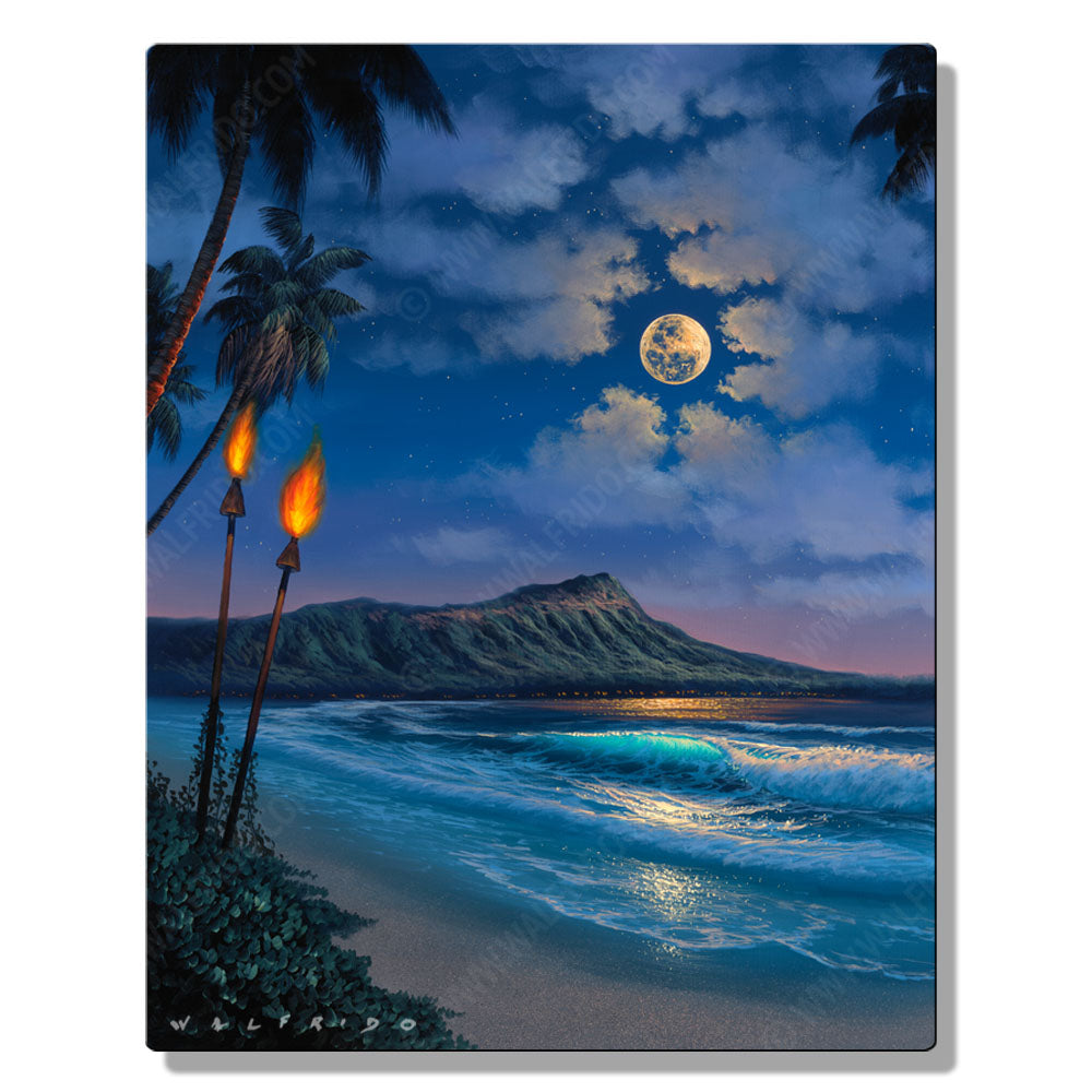 A Night for Romance, Open Edition Metal Print by Tropical Hawaii Artist Walfrido