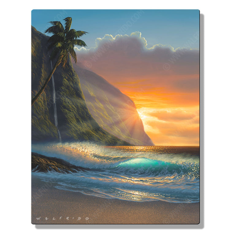 Island Paradise, Open Edition Metal Print by Tropical Hawaii Artist Walfrido