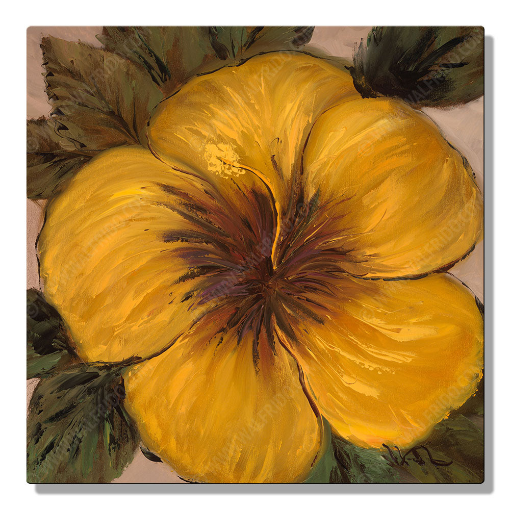 Yellow and Beige Hibiscus, Open Edition Metal Print by Tropical Hawaii Artist Walfrido