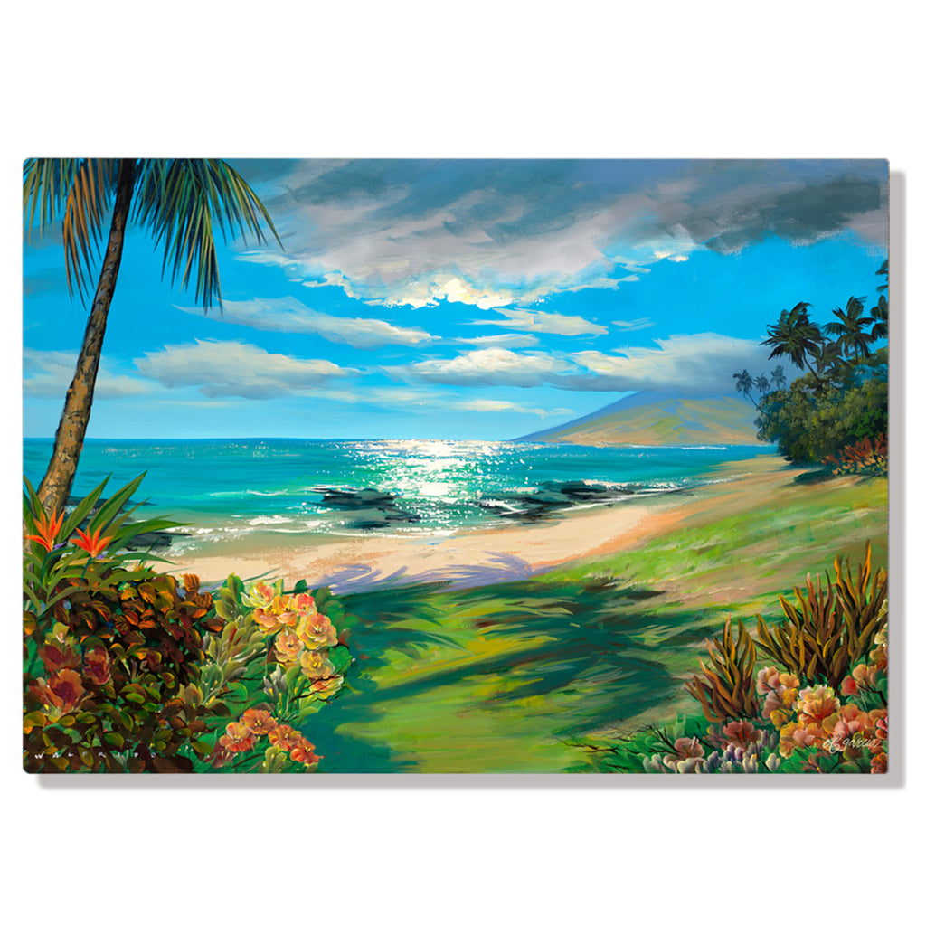 Metal print of a colorful classic Hawaii seascape by Hawaii artist Walfrido Garcia