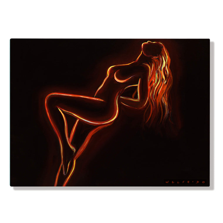 A woman's silhouette with fiery colors by Hawaii artist Walfrido Garcia